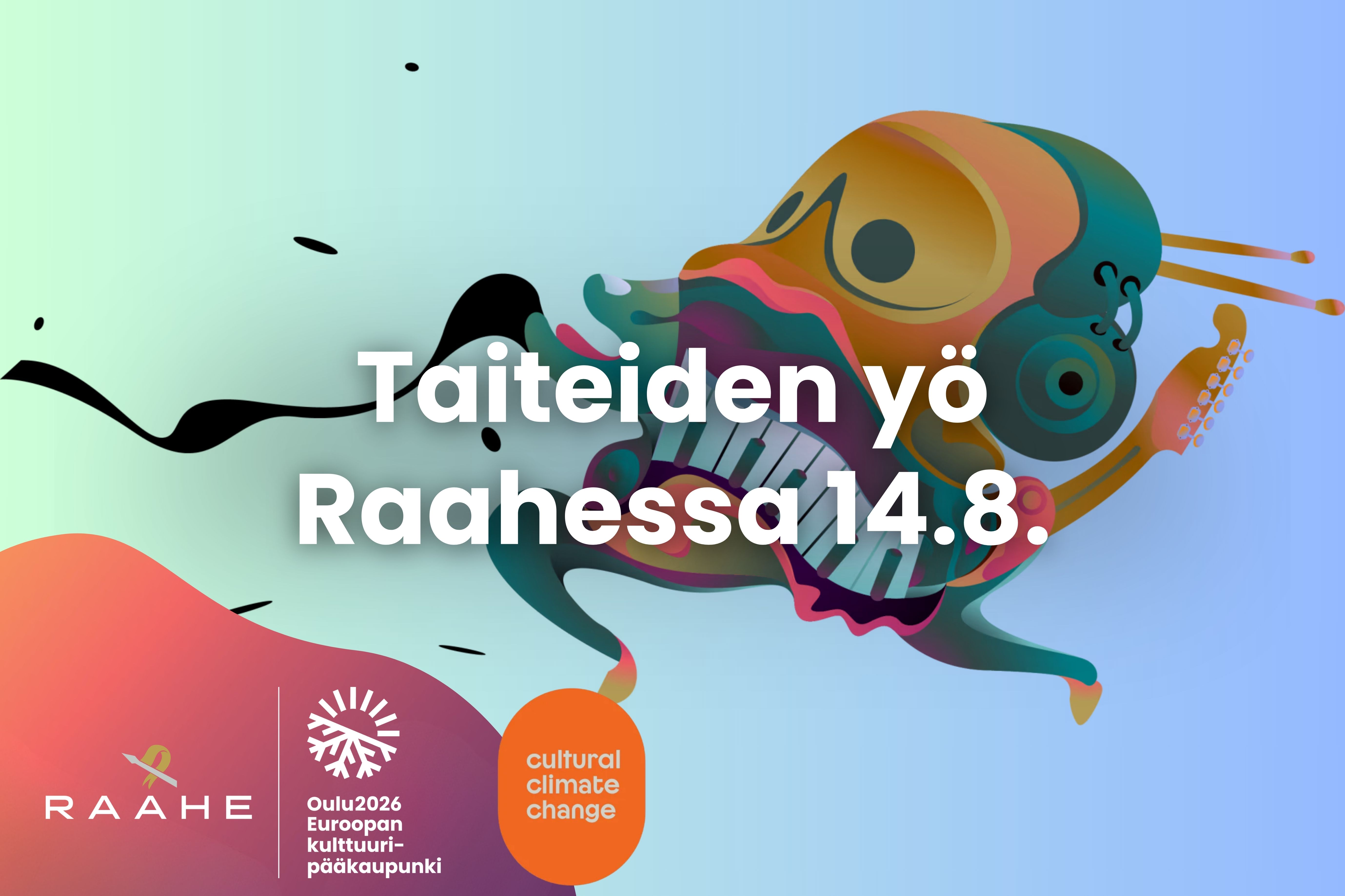 Graafinen mainos Taiteiden Yöstä.