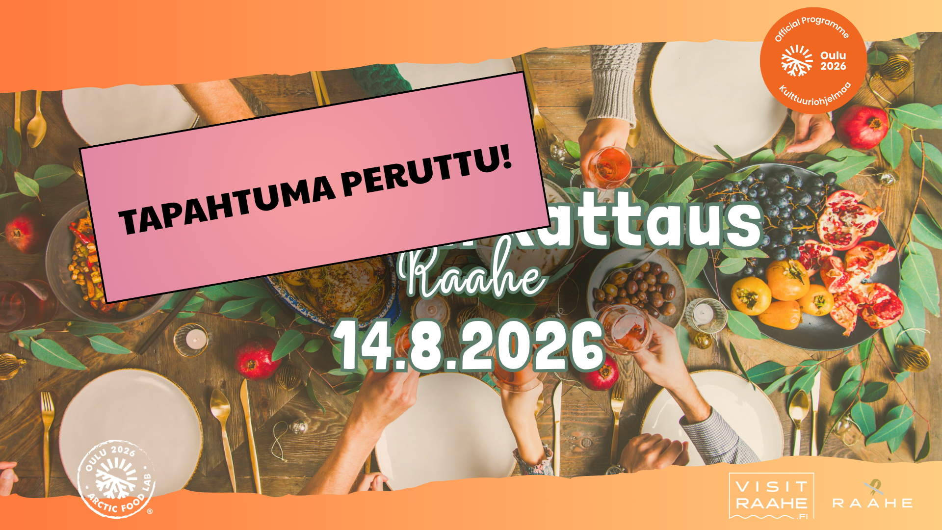 Kesäillan kattauksen perumisilmoitus.