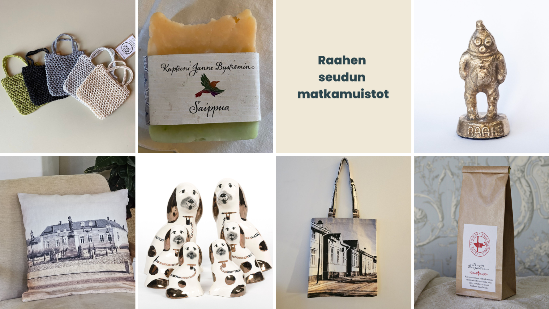 Seven different mementos from the Raahe region